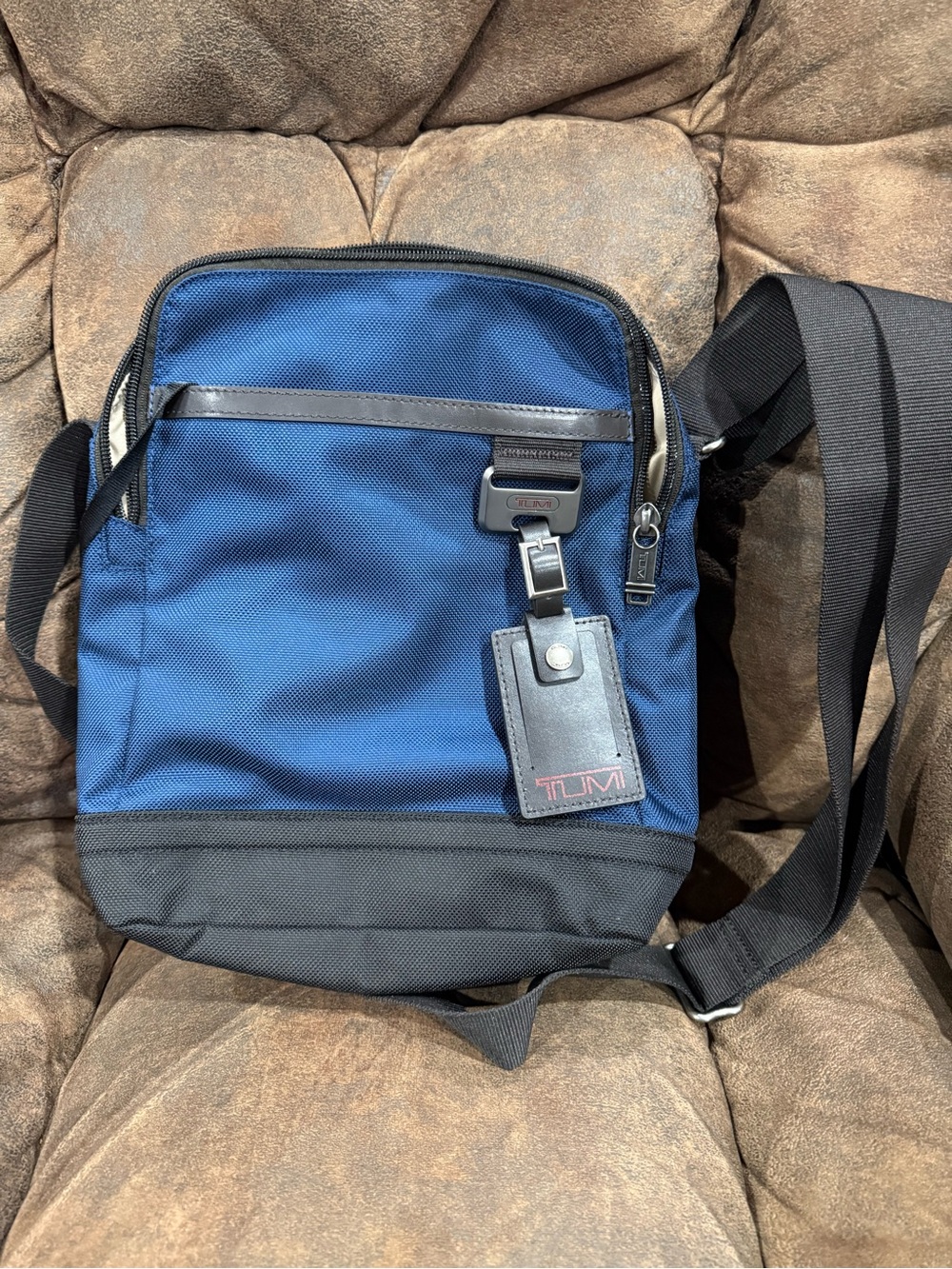 Tumi Blue and Black Crossbody Messenger Bag